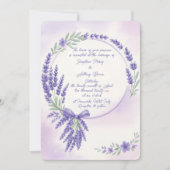 Modern Lavender Typography Wreath Wedding Invite 招待状 (正面)