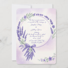 Modern Lavender Typography Wreath Wedding Invite 招待状