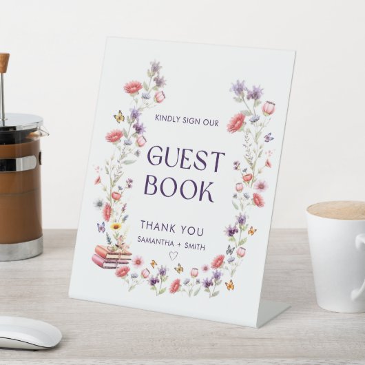 Modern Lavender Wildflower Guest Book 台座サイン (インサイチュ)