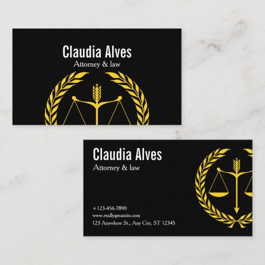 Modern Law & Justice Business Card | Attorney 名刺 (正面/裏面)