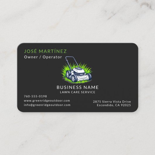 Modern Lawn Care and Service Black Green 名刺 (正面)