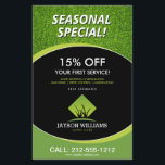 Modern Lawn Care/Landscaping Grass Logo Black チラシ<br><div class="desc">A clean and modern logo design of silhouetted blades of grass rest above your name or business name on this promotional flyer. Update the text fields with your own unique discount or offering. This double-sided flyer provides plenty of space to list your services, contact info and additional details. A great...</div>