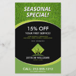 Modern Lawn Care/Landscaping Grass Logo Black チラシ<br><div class="desc">A clean and modern logo design of silhouetted blades of grass rest above your name or business name on this promotional flyer. Update the text fields with your own unique discount or offering. This double-sided flyer provides plenty of space to list your services, contact info and additional details. A great...</div>