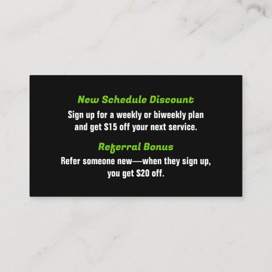 Modern Lawn Care & Landscaping Loyalty Card 名刺 (裏面)