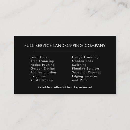 Modern Lawn Care Services 名刺 (裏面)