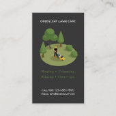 Modern Lawn Mowing Service Business Card with QR  名刺 (正面)