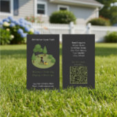 Modern Lawn Mowing Service Business Card with QR 名刺