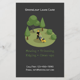 Modern Lawn Mowing Service Business Flyer with QR  チラシ