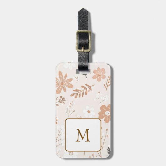 Modern Leaf & Floral Pattern Seamless Background ラゲッジタグ (正面縦)