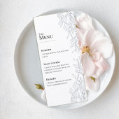 Modern Leaf Line Art Wedding Menu Card メニュー