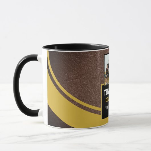 Modern Leather Team Name Photo Coach Thank you マグカップ (左)