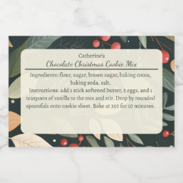 Modern Leaves and Berries Christmas Baking Mix フードラベル