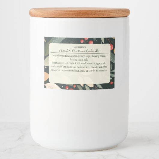 Modern Leaves and Berries Christmas Baking Mix フードラベル (正面)