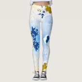 modern leggings in blue camouflage レギンス (正面)