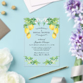 Modern Lemon Elegant Floral Blue Bridal Shower アクリル招待状 (インサイチュ (ウェディング))