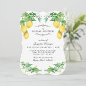 Modern Lemon Floral Elegant Blue Bridal Shower 招待状 (スタンド正面)