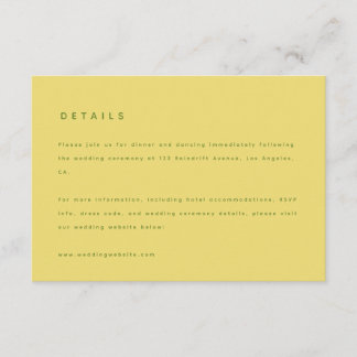 Modern Lemon Yellow Wedding Details & Website エンクロージャーカード