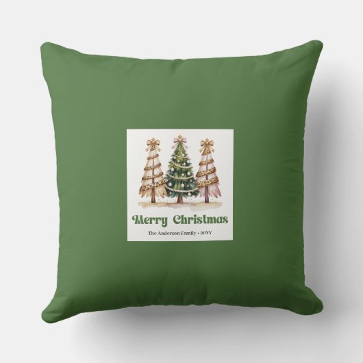 Modern Leopard Christmas Pattern Custom Name   クッション (裏面)