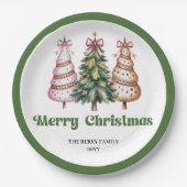 Modern Leopard Christmas Tree Personalized Paper  ペーパープレート (正面)