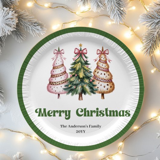 Modern Leopard Christmas Tree Personalized Paper  ペーパープレート