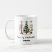 Modern Leopard Christmas Trees Personalized Mug コーヒーマグカップ (左)