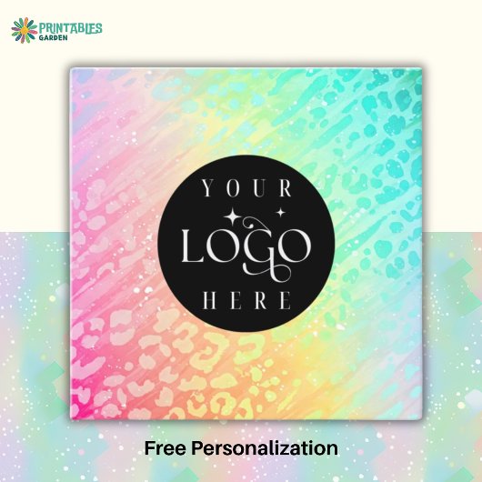 Modern Leopard Glitter Professional Logo Square  スクエア名刺