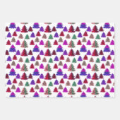 Modern Leopard Print Multi Colors Christmas Trees ラッピングペーパーシート (正面3)