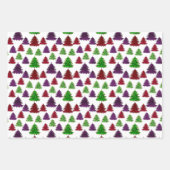 Modern Leopard Print Multi Colors Christmas Trees ラッピングペーパーシート (正面2)