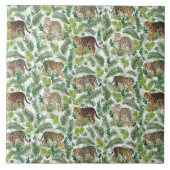 Modern Leopards Tigers Jungle Plants タイル (正面)