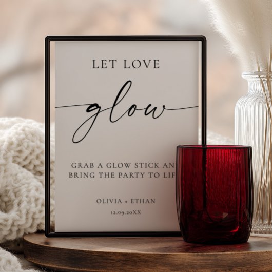 Modern Let Love Glow Wedding Sign ポスター