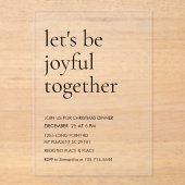 Modern “Let’s Be Joyful Together” Christmas アクリル招待状 (正面)