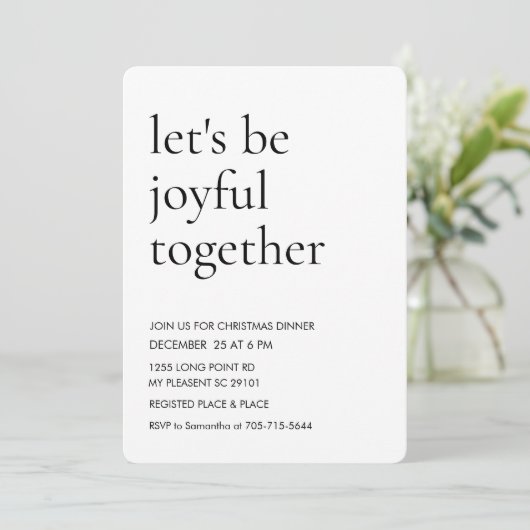 Modern Let’s Be Joyful Together Christmas Dinner 招待状 (スタンド正面)