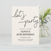Modern Let’s Party 16th Birthday 招待状 (スタンド正面)