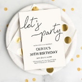 Modern Let’s Party 30th Birthday 招待状
