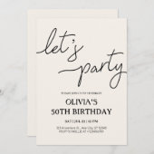 Modern Let’s Party 50th Birthday 招待状 (正面/裏面)