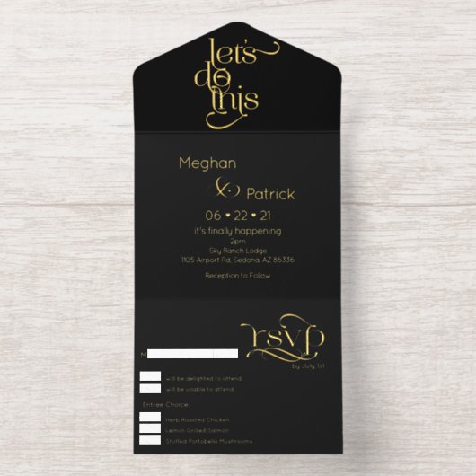 Modern Lets Do This Text  オールインワン招待状 (内側)