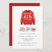 Modern Lets Get Ugly Christmas Ugly Sweater Party 招待状 (正面/裏面)