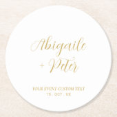Modern Lettering Couples Name Party Event ラウンドペーパーコースター (正面)