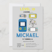 Modern level 10 Video Game Birthday Party  招待状 (正面)