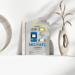 Modern level 10 Video Game Birthday Party  招待状