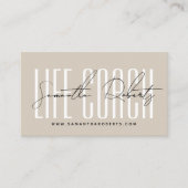 Modern life coach typography script beige 名刺 (正面)