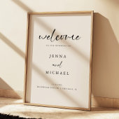 Modern Light Beige Script Wedding Welcome ポスター