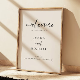 Modern Light Beige Script Wedding Welcome ポスター