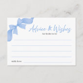 Modern Light Blue Coquette Bow Advice and Wishes エンクロージャーカード (正面)