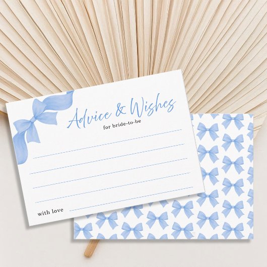 Modern Light Blue Coquette Bow Advice and Wishes エンクロージャーカード