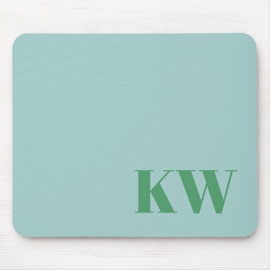 Modern Light Blue Monogram Initials Personalized マウスパッド (正面)