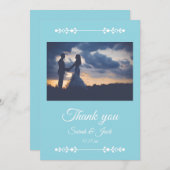 Modern Light Blue & White Flat Thank You Card サンキューカード (正面/裏面)