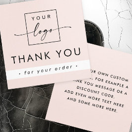 Modern light blush pink business thank you insert スクエア名刺
