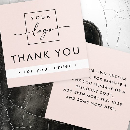 Modern light blush pink business thank you insert スクエア名刺