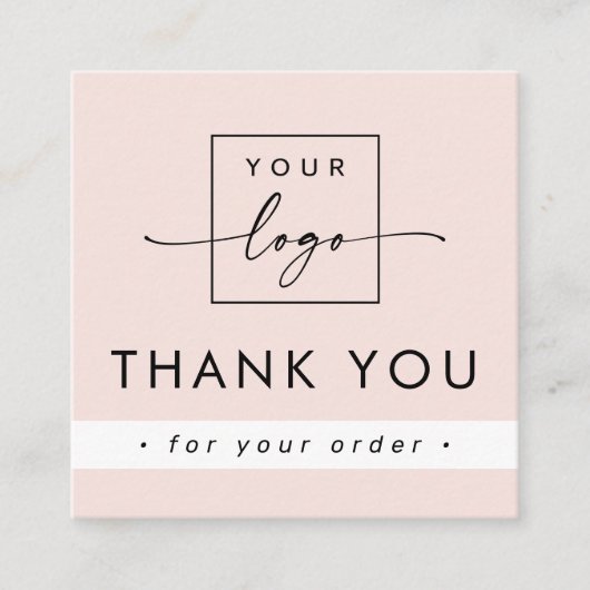 Modern light blush pink business thank you insert スクエア名刺 (正面)
